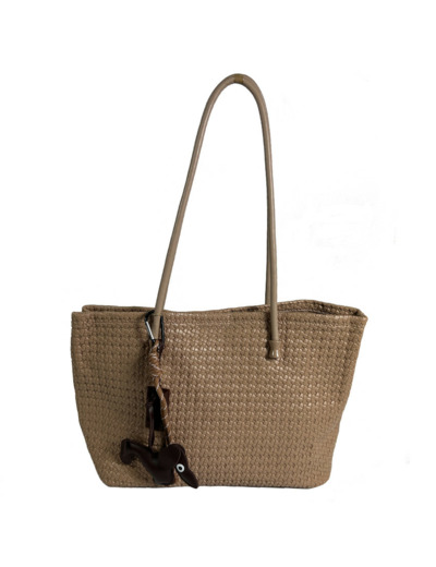 Farfouillette Sac Shopping Tressé Avec Porte-Clés Amovibles Taupe