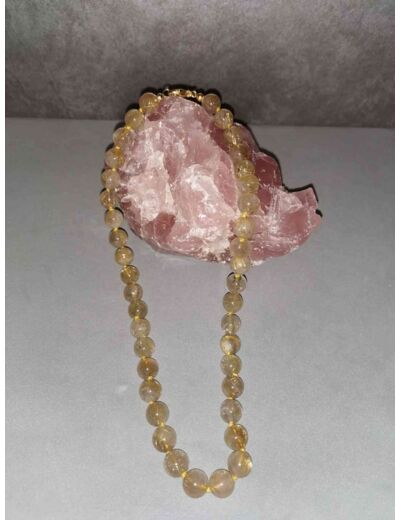 Collier perles quartz rutile qualité extra 10mm x 45cm