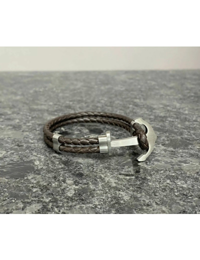 Bracelet en cuir ancre marine