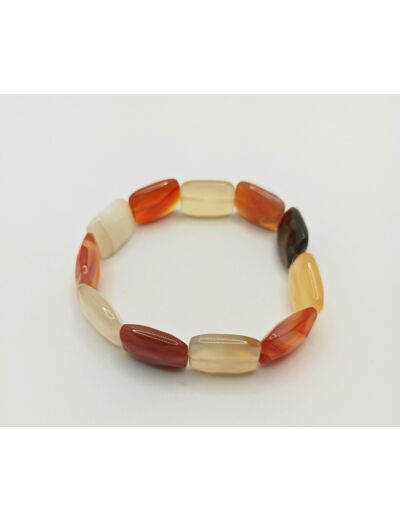 Bracelet pierres rectangulaire agate orange