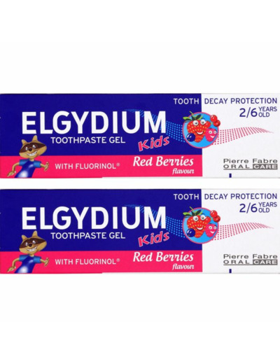 Dentifrice Au Fluorinol Kids Gout Grenadine 3 A 6 Ans 2x50ml Elgydium