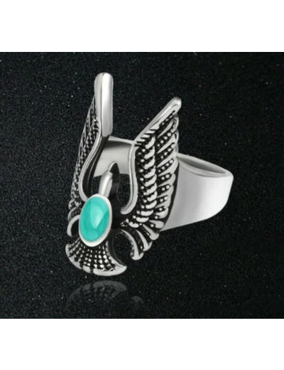 Bague homme oiseau turquoise