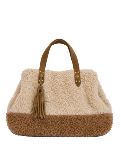 Mila Louise Nicole FR Sac Shopping Fausse Fourrure Ocre Dark