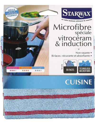 STARWAX 634502 Microfibre vitrocéramique et Induction Double Face, Bleu&&Rouge, Taille Unique