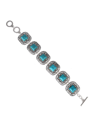 Bracelet argenté/turquoise carré