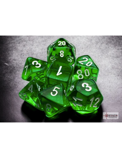 Chessex - 7 dés Translucent Mini-hedral Green/white