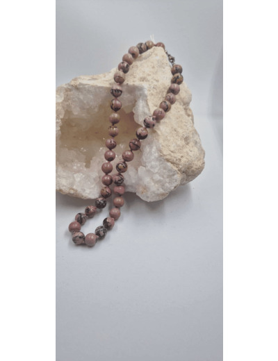 Collier rhodonite fermoir argent 925 olpa1877/1878