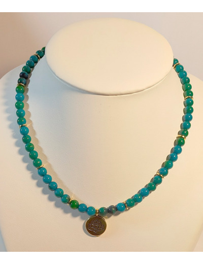 Collier en chrysocolle lotus