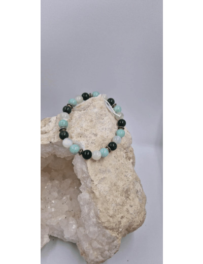 Bracelet amazonite labradorite blanche fushite OLPA2117