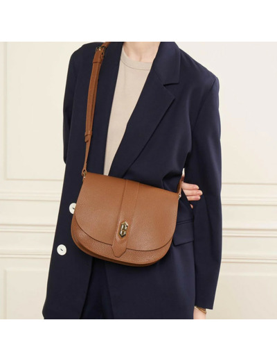 Lancaster Top Double Sac Besace A Rabat 470-61 Camel In Orange