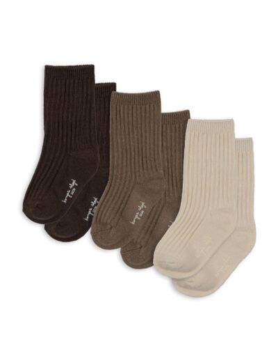 Chaussettes lot de 3 marron multi