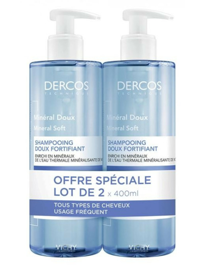 Shampooing Doux Fortifiant 2x400ml Dercos Minéral Doux Vichy