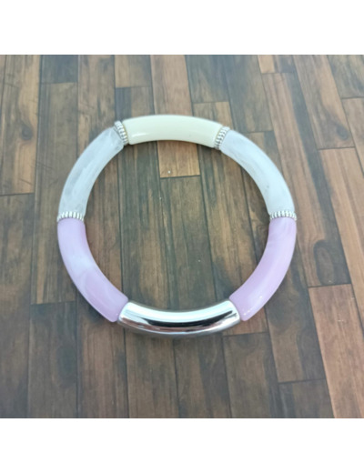 Bracelet tube tons rose blanc argenté 32mm