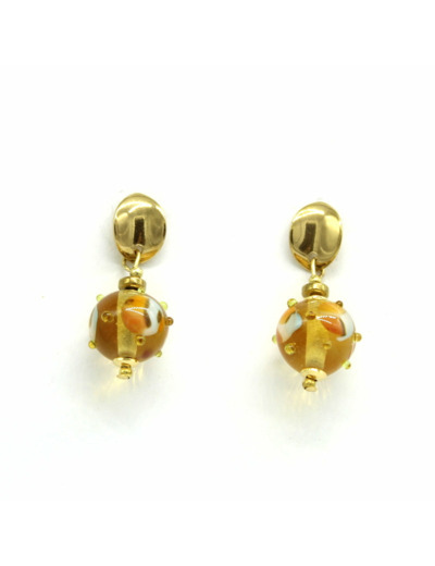 Boucles d'oreilles puce perle Murano topaz – Salvia