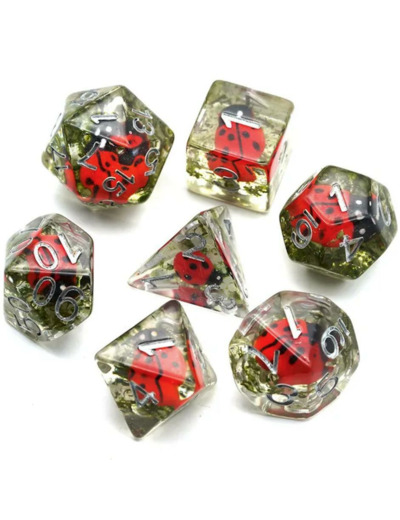 Lot de 7 dés résine gamme Insert - en boite - Coccinelle