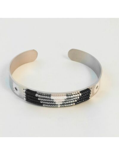 Bracelet en perles miyuki noir/gris/blanc