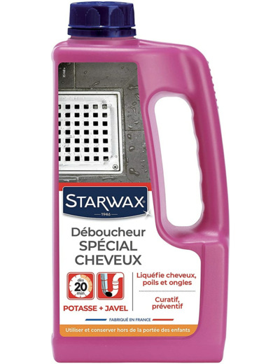 STARWAX Déboucheur Canalisations Spécial Cheveux - 900ml - Idéal pour Éliminer les Bouchons de Cheveux