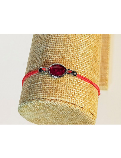 Bracelet élastique argenté/rouge