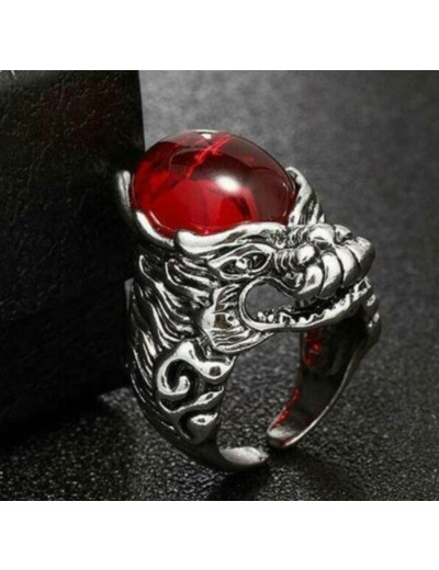 Bague homme monstre pierre rouge