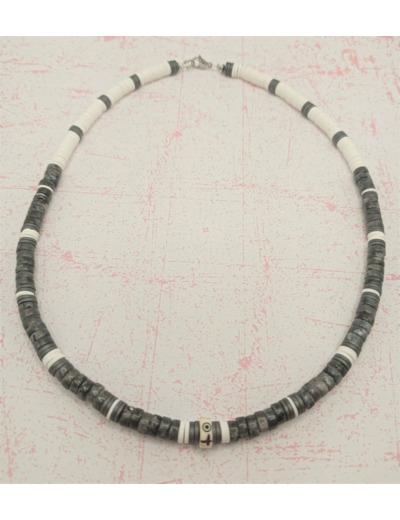 Collier Labradorite/blanc