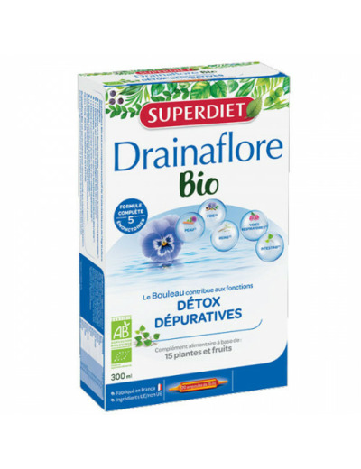 SUPERDIET DRAINAFLORE BIO BUV AMP 15ML 20