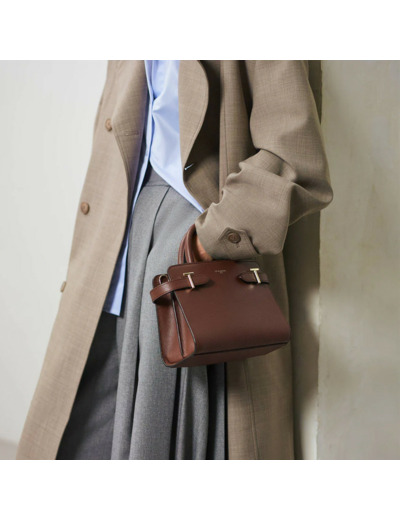 Le Tanneur Emilie Petit Sac À Main En Cuir Grainé Ebène