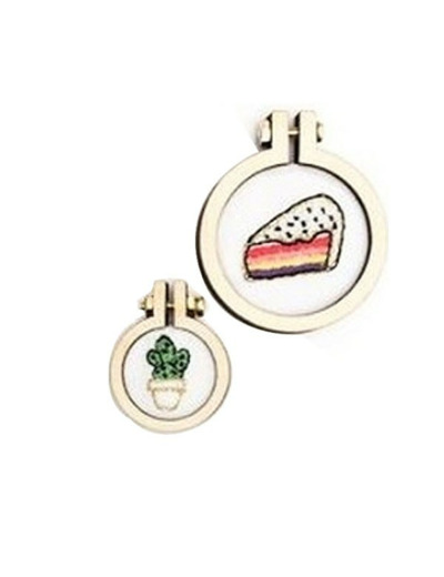 Kit 2 minis anneaux de broderie - Cactus & Cake - rond, Rico