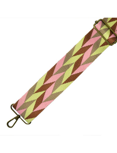 Farfouillette Accessoires bandoulière 5cm losange rose et marron