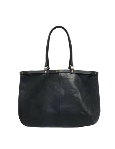 Bleu de Chauffe Adele Sac Cabas En Cuir Souple Noir