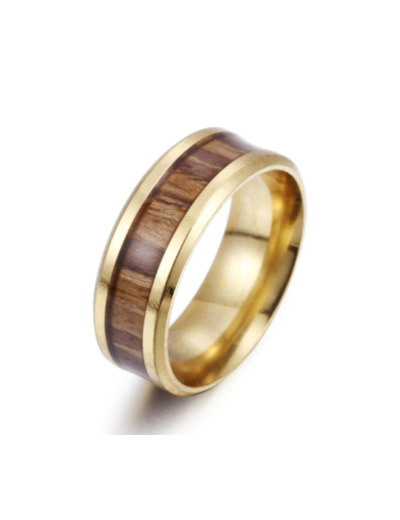 Bague en titane doré et bois