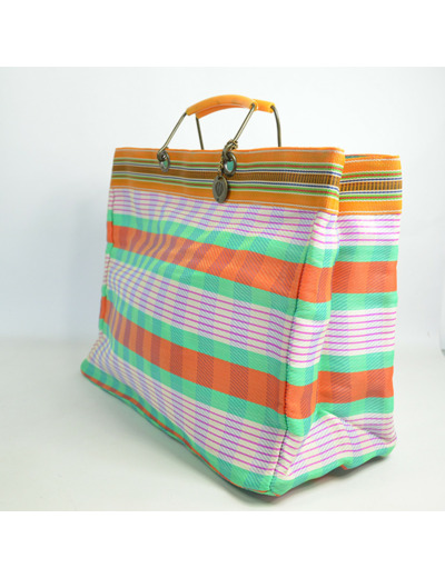Le Voyage en Panier Ecolette Cabas Orange Vert