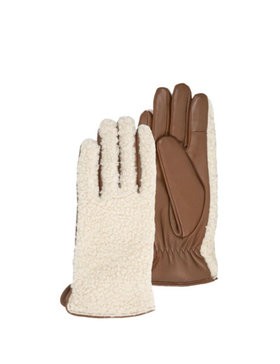 Isotoner Gants Tactiles En Fausse Fourrure Et Cuir Pour Femme Taille M Cognac