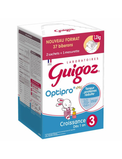 Optipro 3 2 sachets de 600g + 1 mesurette Croissance dès 1an Guigoz