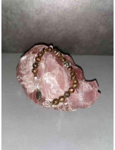 Bracelet perles 6mm Bronzite et quartz