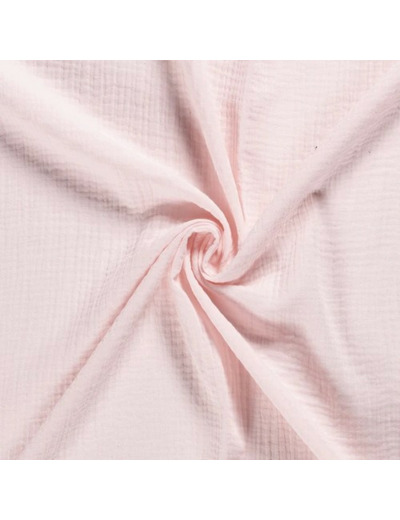 Tissu double gaze rose clair