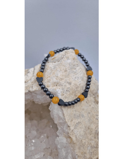 Bracelet hematite calcite orange OLPA1098/1094