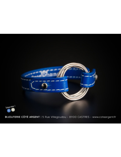 Bracelet interchangeable cuir et argent 925/1000ème