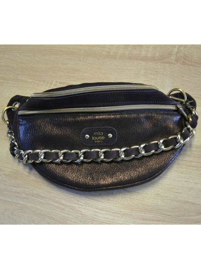 Mila Louise Petra GR Sac Banane Cuir Effet Grainé Brun
