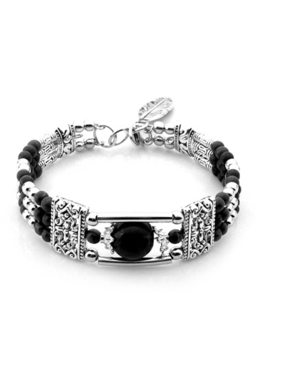 Bracelet argenté/noir bohème