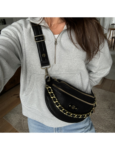 Mila Louise Petra GR Sac Banane Cuir Effet Grainé Noir