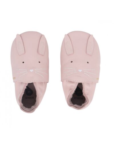 Chaussons cuir lapin rose