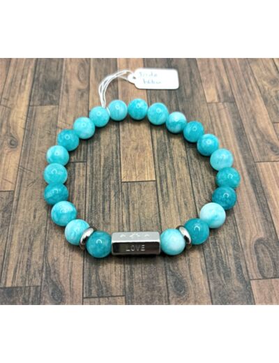 Bracelet "Love" Jade bleu