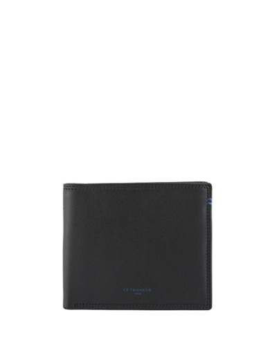 Le Tanneur Martin Petit Portefeuille A Rabat 2 Volets Cuir Lisse Noir