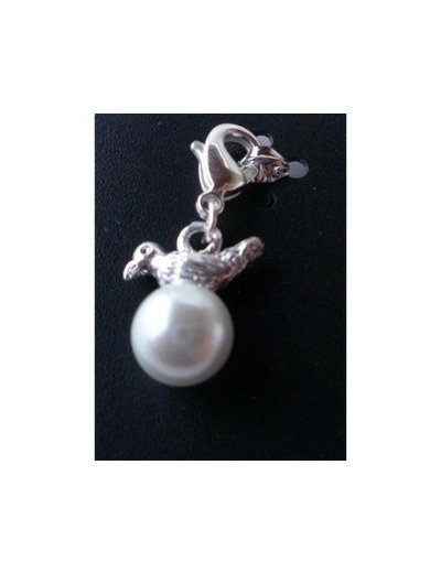 Pendentif petit oiseau sur perle naturel