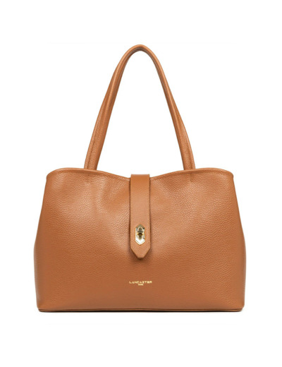 Lancaster Top Double Grand Sac Shopping Porté Epaule 470-69 Camel In Orange