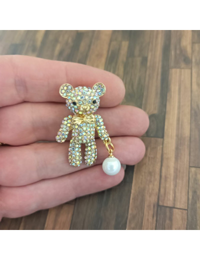 Broche ourson à la perle