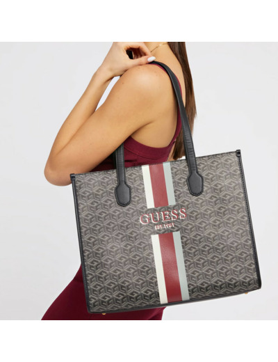 Guess Silvana Sac Cabas Logo G cube Charcoal Logo