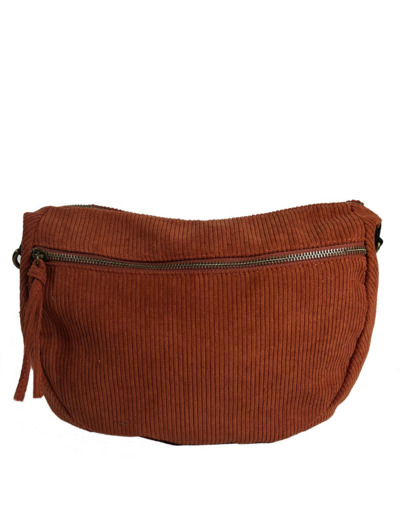 Farfouillette Velours Sac Porté Epaule En Velours Brique