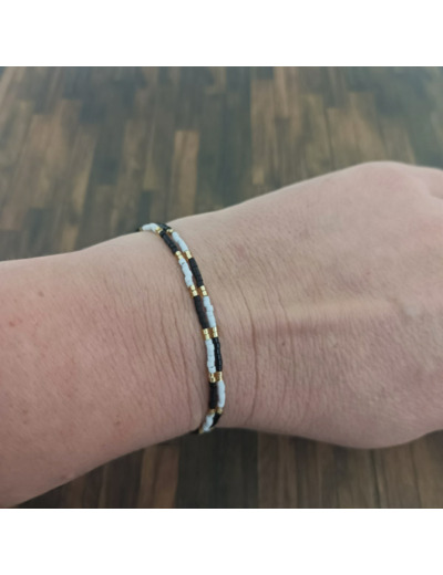 Bracelet Miyuki Bleu noir-blanc- doré