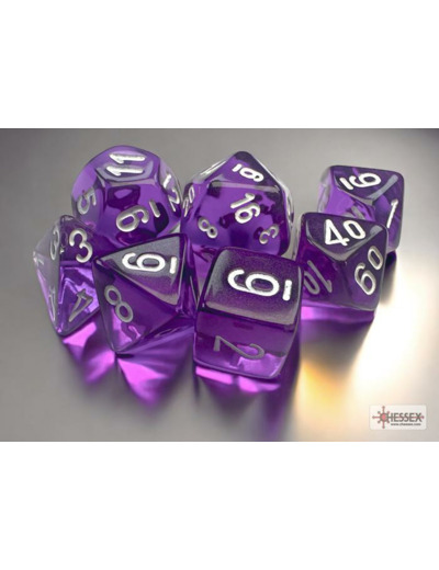 Chessex - 7 dés Translucent Mini-hedral Purple/white